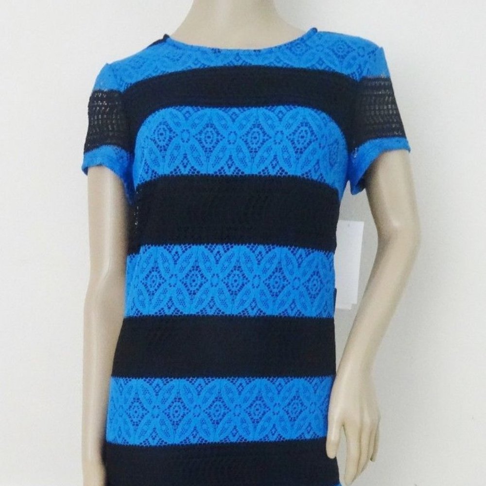 Maggy London Stripe Lace Shift Dress - Picture 3 of 3